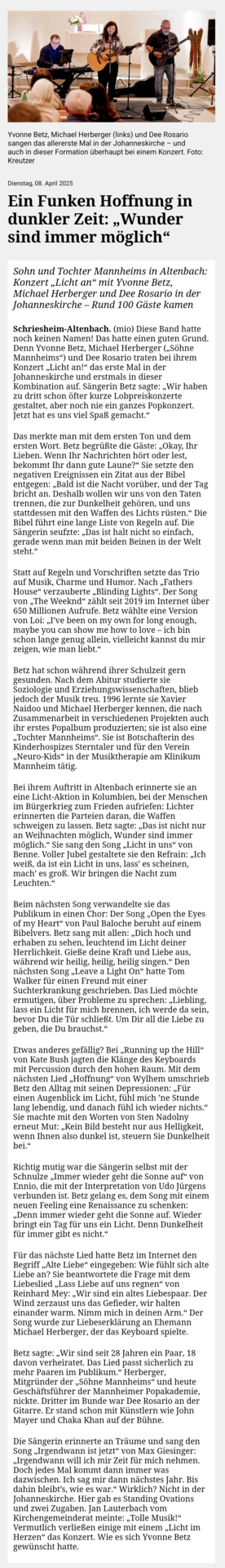 Bericht aus der Rhein-Neckar-Zeitung