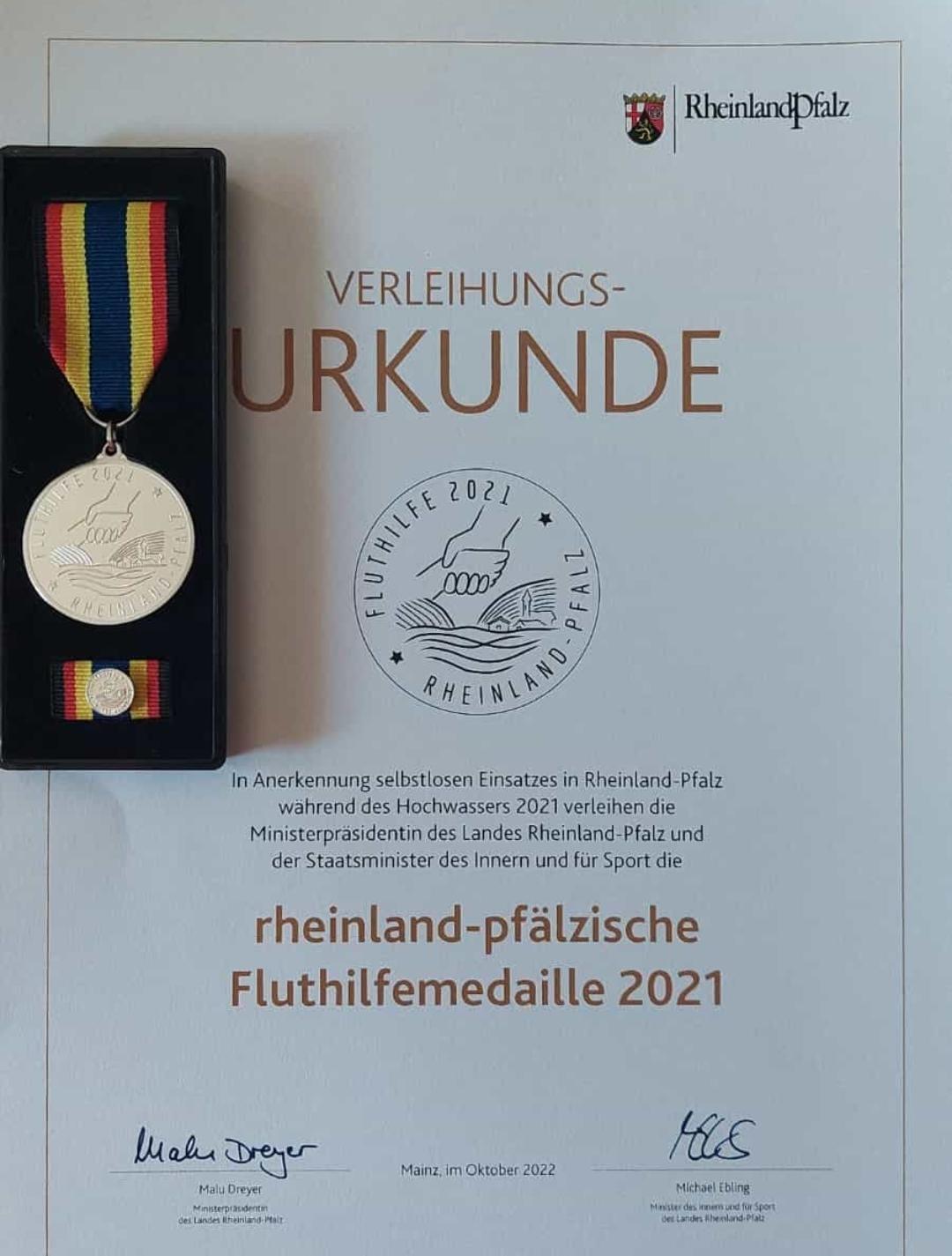 Fluthelfermedaille des Landes Rheinland-Pfalz