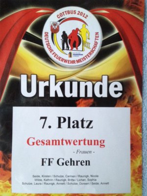Ergebnisse: Deutsche Feuerwehr Meisterschaften Cottbus 2012 (Bild vergrößern)