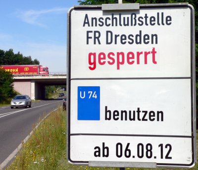 Autobahnauffahrt Dresden für eine Woche dicht