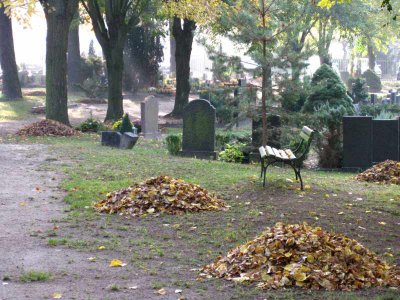 Meldung: Herbstlaubaktion auf dem Waldfriedhof. Am Sonnabend, 27. Oktober und 17. November 2012, jeweils 9 - 12 Uhr.