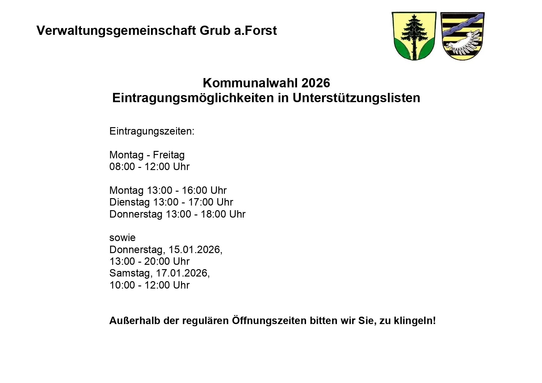 Kommunalwahl 2026 Eintragungsmöglichkeiten in Unterstützungslisten