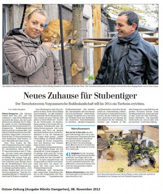 Foto zur Meldung: Unser Verein in der Ostsee-Zeitung am 08.11.2012 Foto zur Meldung: Unser Verein in der Ostsee-Zeitung am 08.11.2012