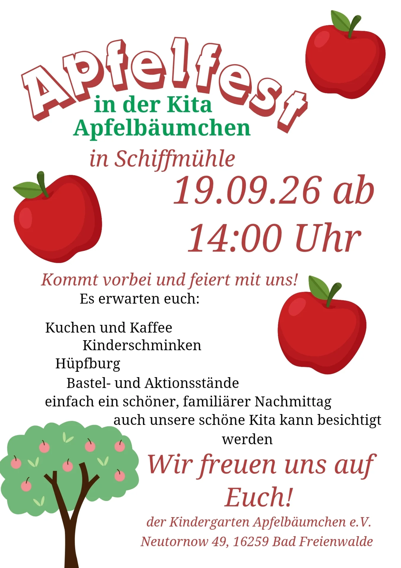 Apfelfest in der Kita Apfelbäumchen in Schiffmühle