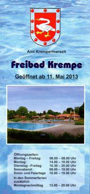 Freibad Krempe öffnet am Sonnabend, dem 11. Mai 2013, 10.00 Uhr (Bild vergrößern)