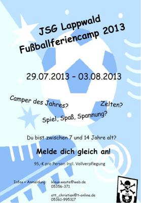 Fußballferiencamp der JSG Lappwald vom 29.07. bis 03.08.2013