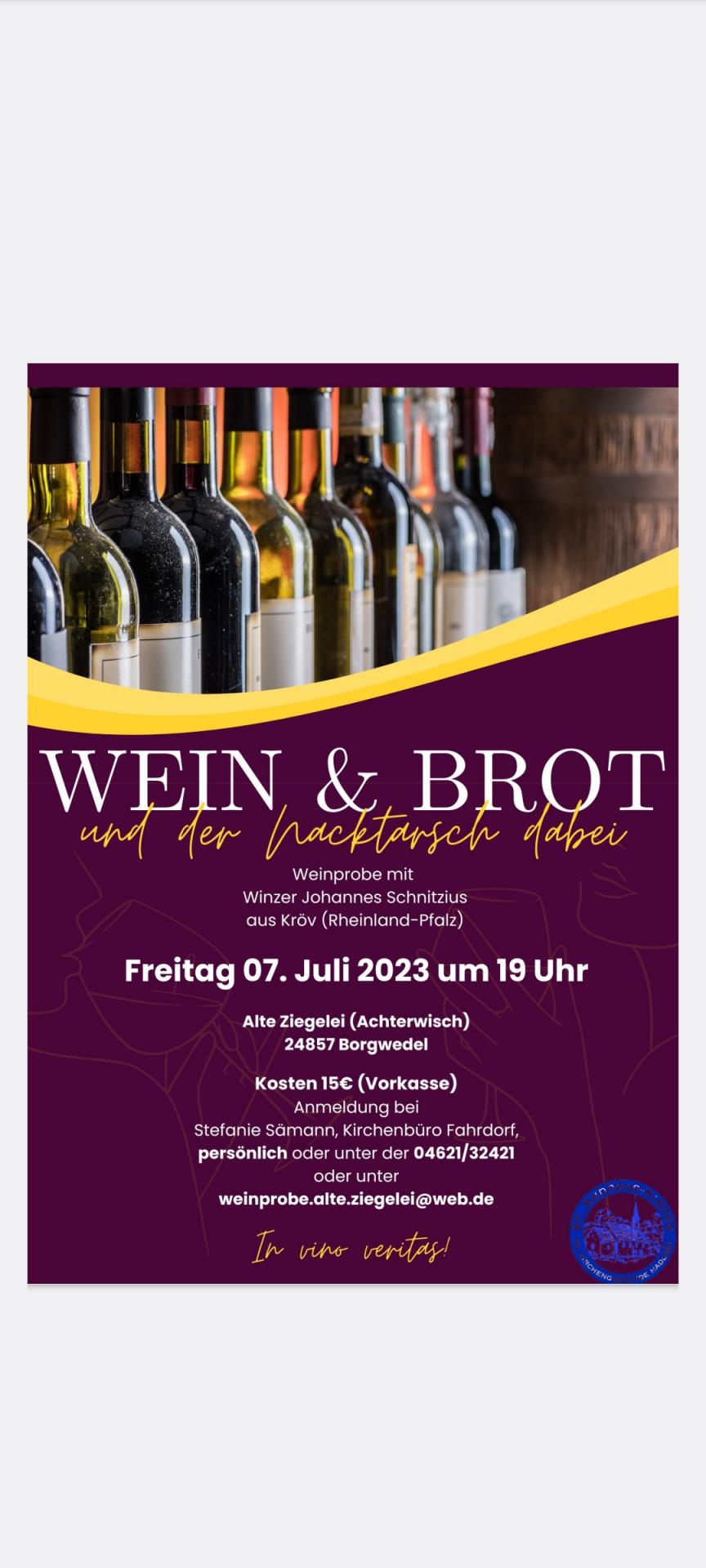Flyer Weinverkostung Ziegelei 07.07.2023