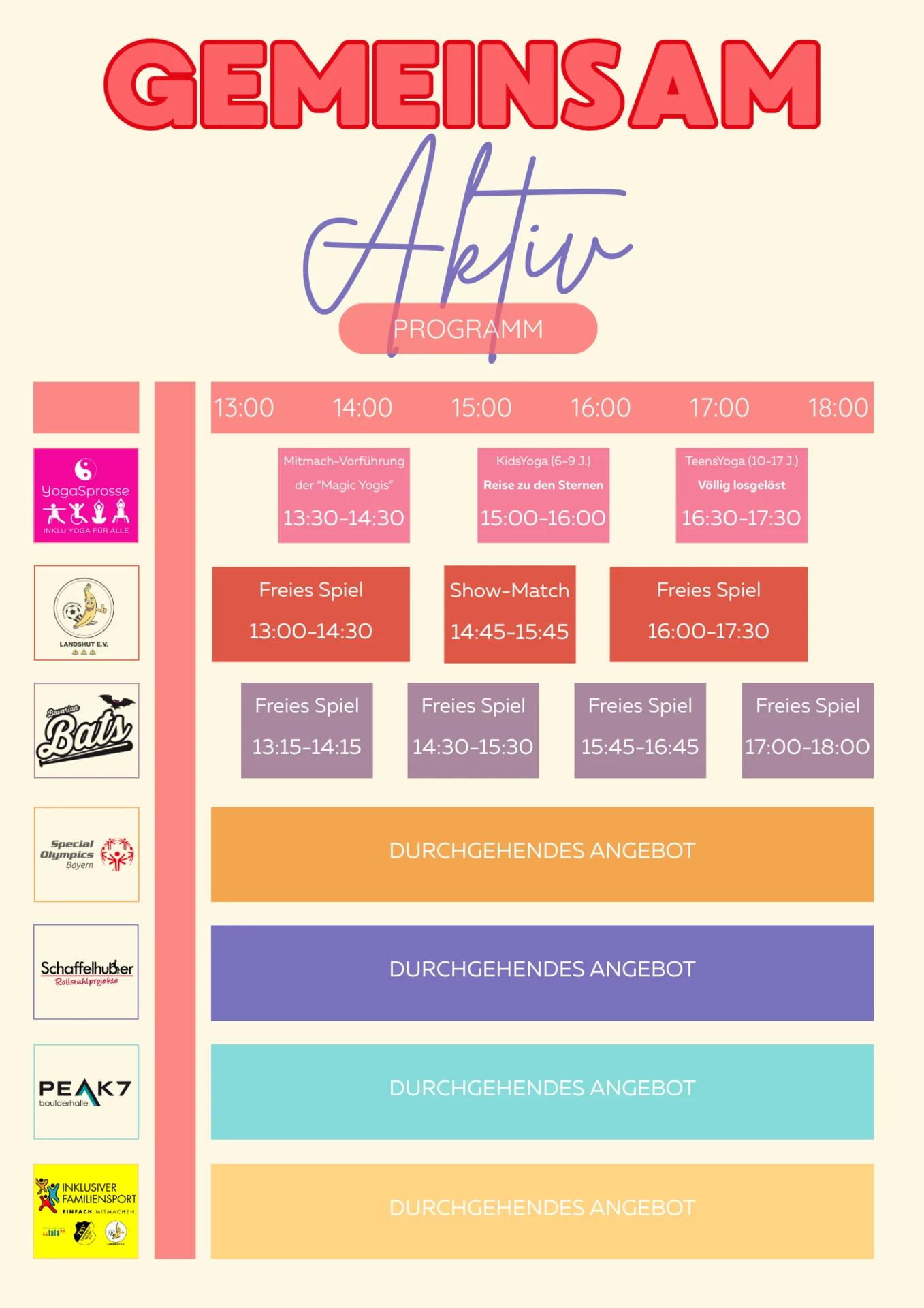Ablaufplan Sportfest -  Gemeinsam Aktiv!- Sportfest für alle