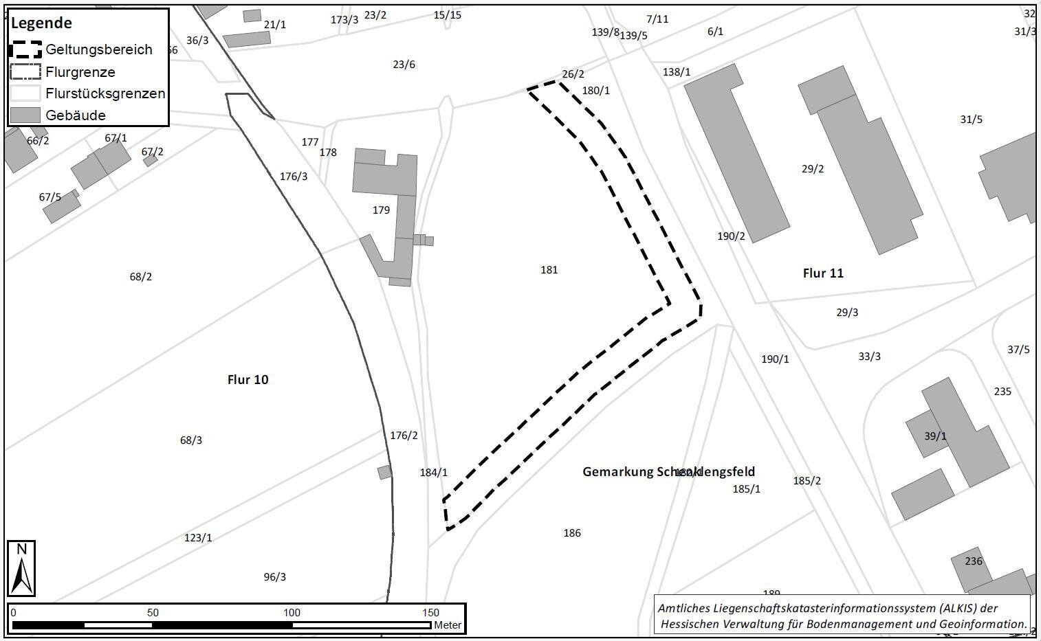 Abb. 2 → Räumlicher Zusatzgeltungsbereich B zum Bebauungsplans Nr. 112 „Feuerwehrstützpunkt Schenklengsfeld“, Hintergrund ALK