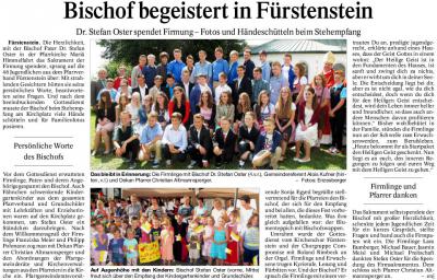 PNP-Bericht vom 18.07.2014; Bischof begeistert in Fürstenstein