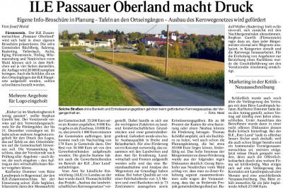 PNP-Bericht vom 05.08.2014; ILE Passauer Oberland macht Druck