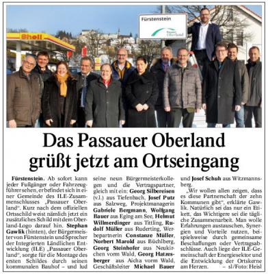 PNP-Bericht vom 07.02.2015, Das Passauer Oberland grüßt jetzt am Ortseingang