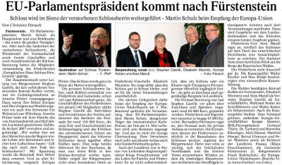 PNP-Bericht vom 24.02.2015; EU-Parlamentspräsident kommt nach Fürstenstein