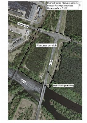Öffentlichkeitsbeteiligung zum Neubau Radwegeanschluss Lindenstraße – B168: Auslage der Planungsunterlagen