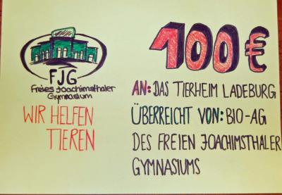 Großzügige Spende des Freien Joachimsthaler Gymnasium (Bild vergrößern)