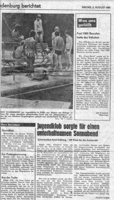 Foto zu Meldung: In der Märkischen Volksstimme gefunden: Schwimmfest 1985
