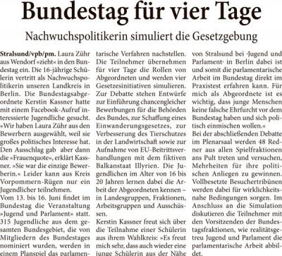 Foto zur Meldung: Bundestag für 4 Tage - Nachwuchspolitiker proben Gesetzgebung