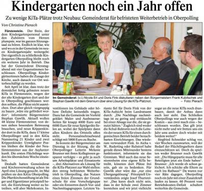 PNP-Bericht vom 02.07.2015; Kindergarten noch ein Jahr offen