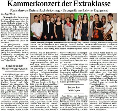 PNP-Bericht vom 10.07.2015; Kammerkonzert der Extraklasse - Förderklasse der Kreismusikschule überzeugt - Ehrung für musikalisches Engagement