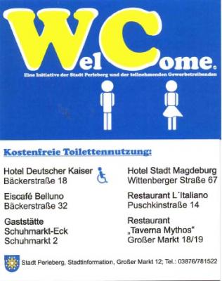 „Welcome“ Toilette bei gastronomischen Einrichtungen