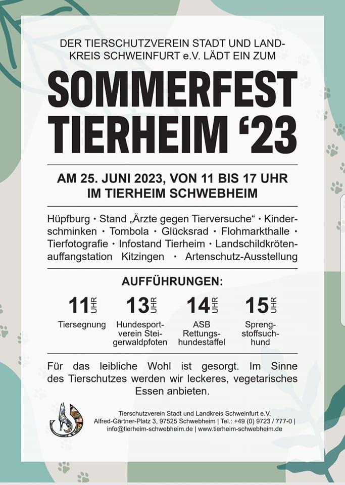 Flyer Sommerfest Tierheim Schwebheim 2023