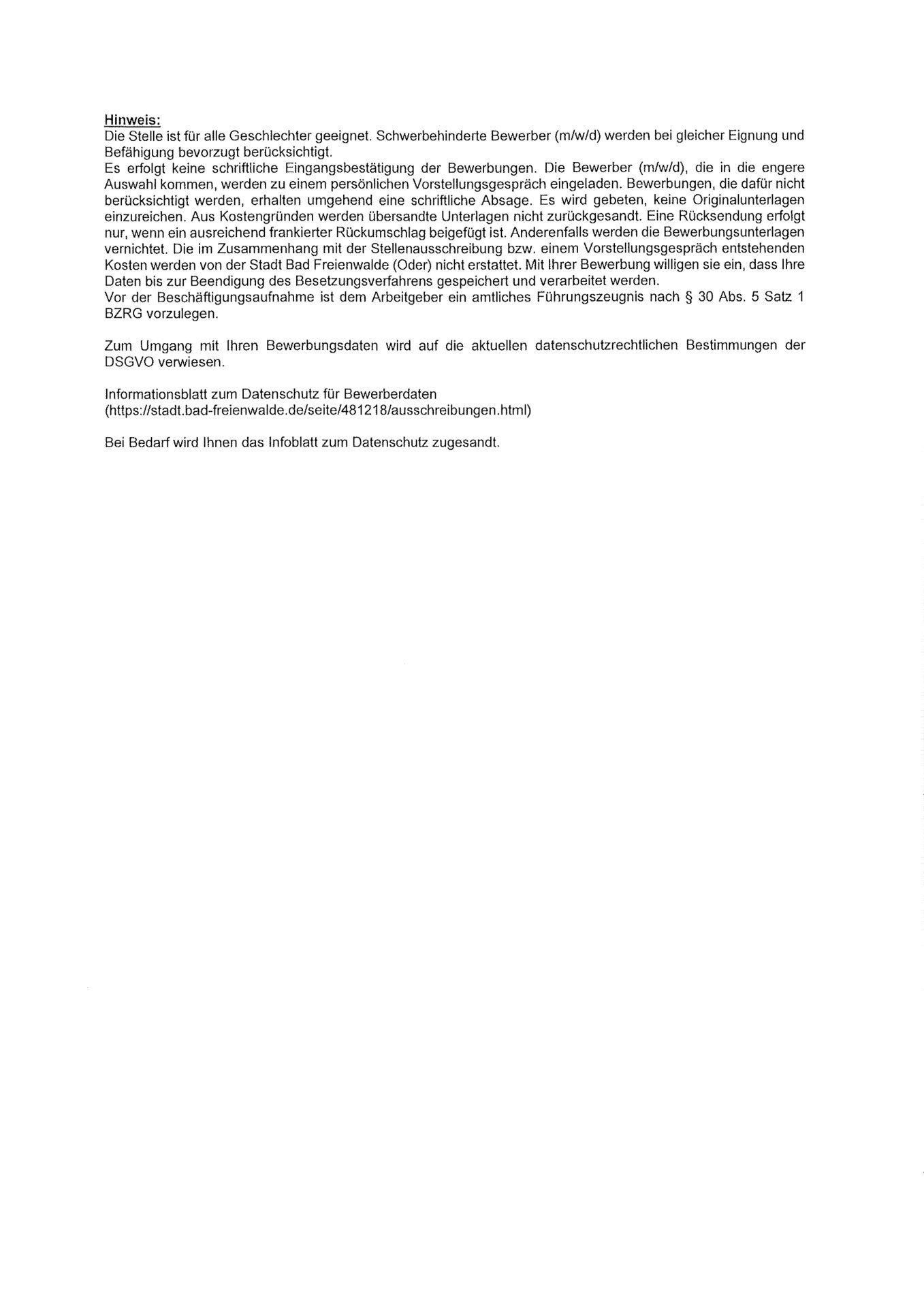 Ausschreibung für eine Ausbildung zur/zum Verwaltungsfachangestellten (m/w/d)