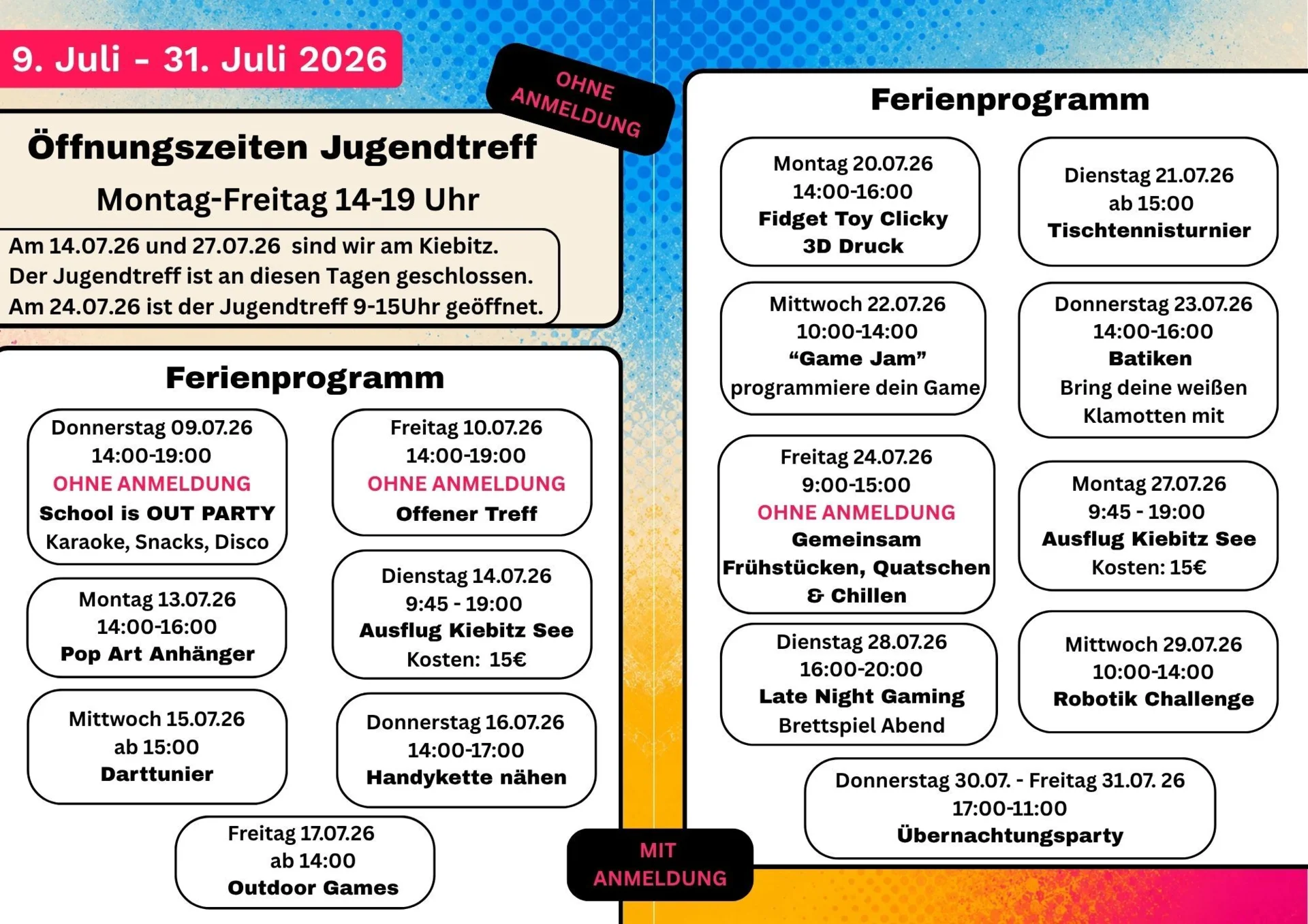 Sommerferienprogramm 2026 Jugendtreff & Makerspace