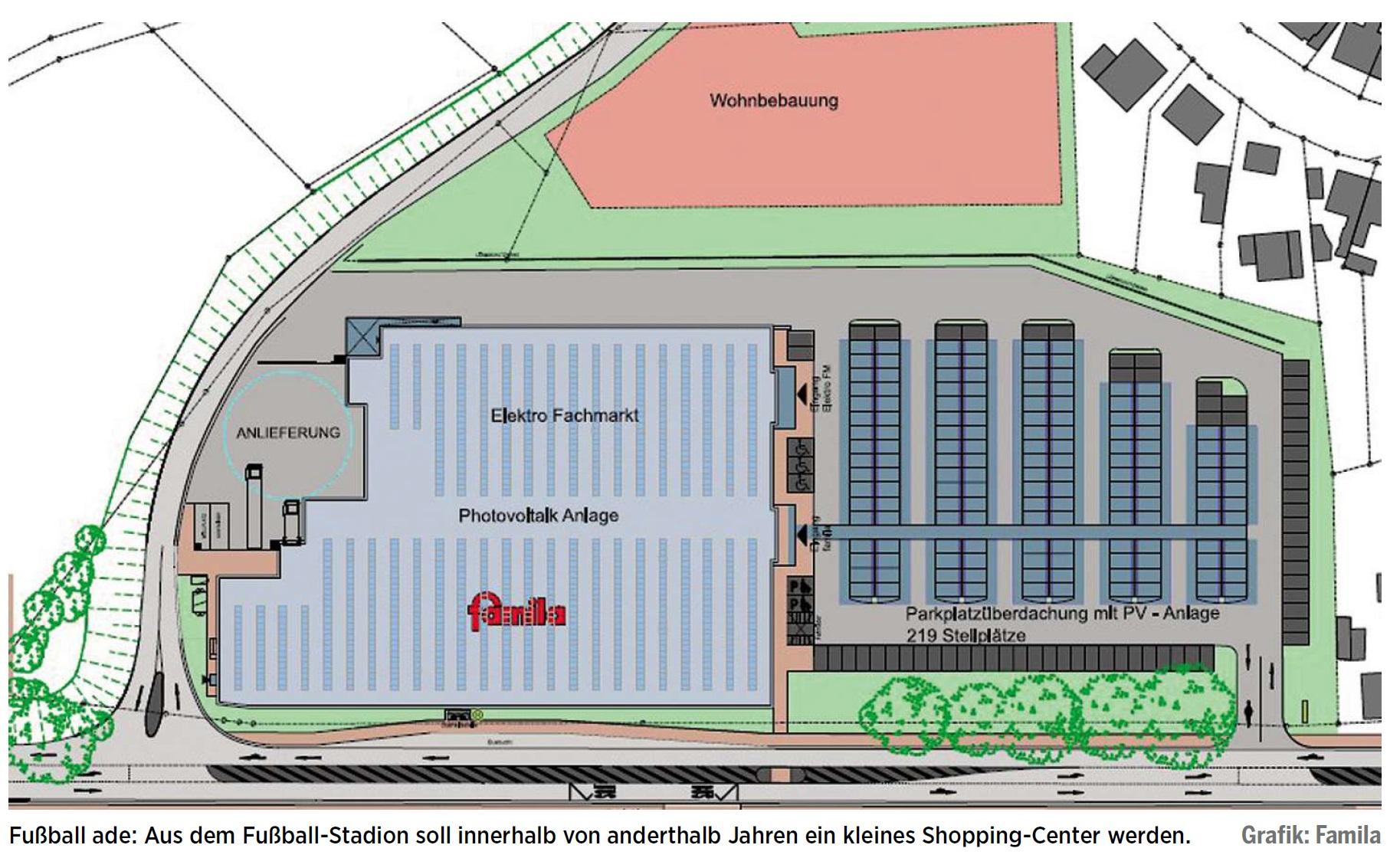 Fussball ade: Aus dem Grünenthal-Stadion soll innerhalb von anderthalb Jahren ein klieins Shopping-Center werden.
