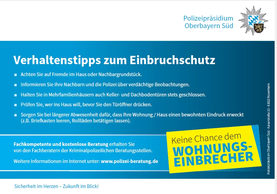 Verhaltenstipps zum Einbruchschutz