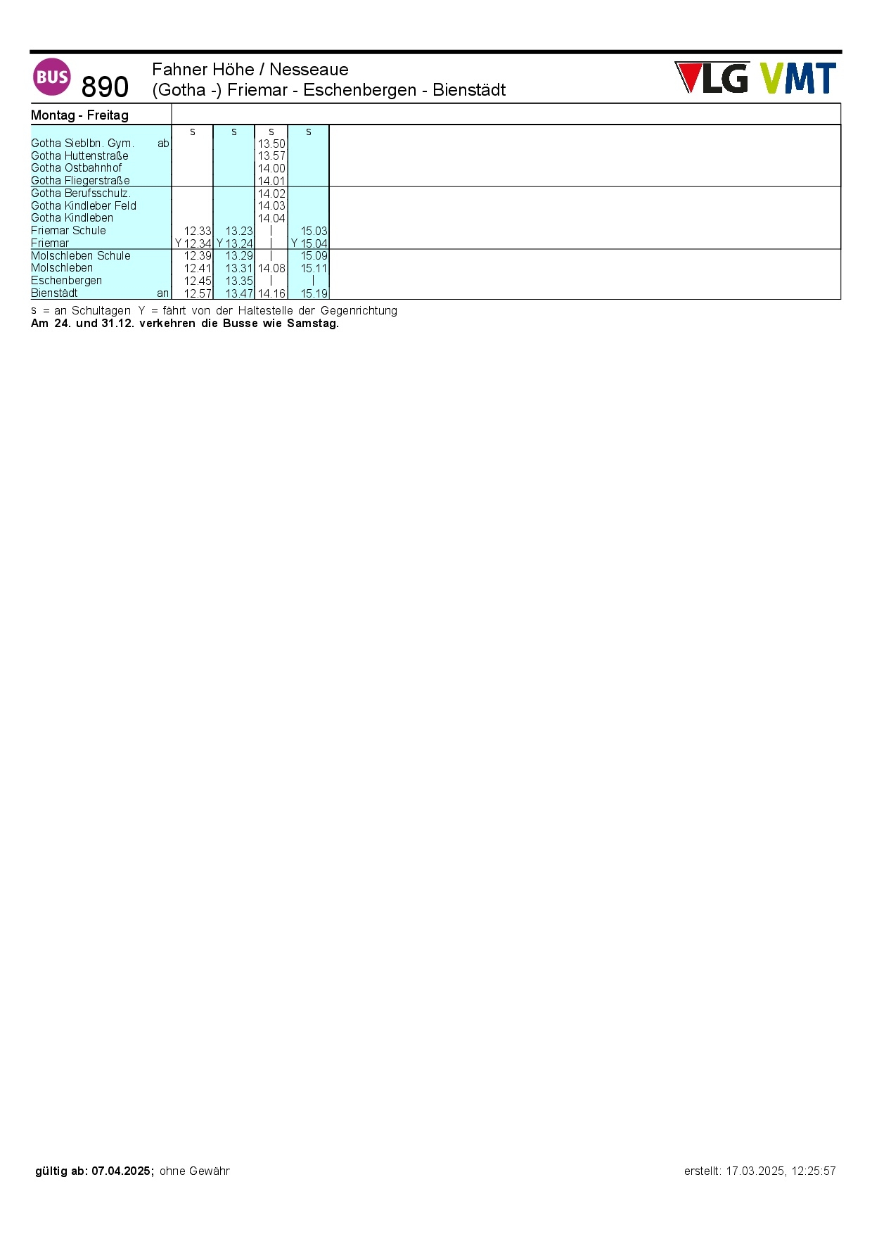 Neue Busfahrpläne ab den 07.04.2025