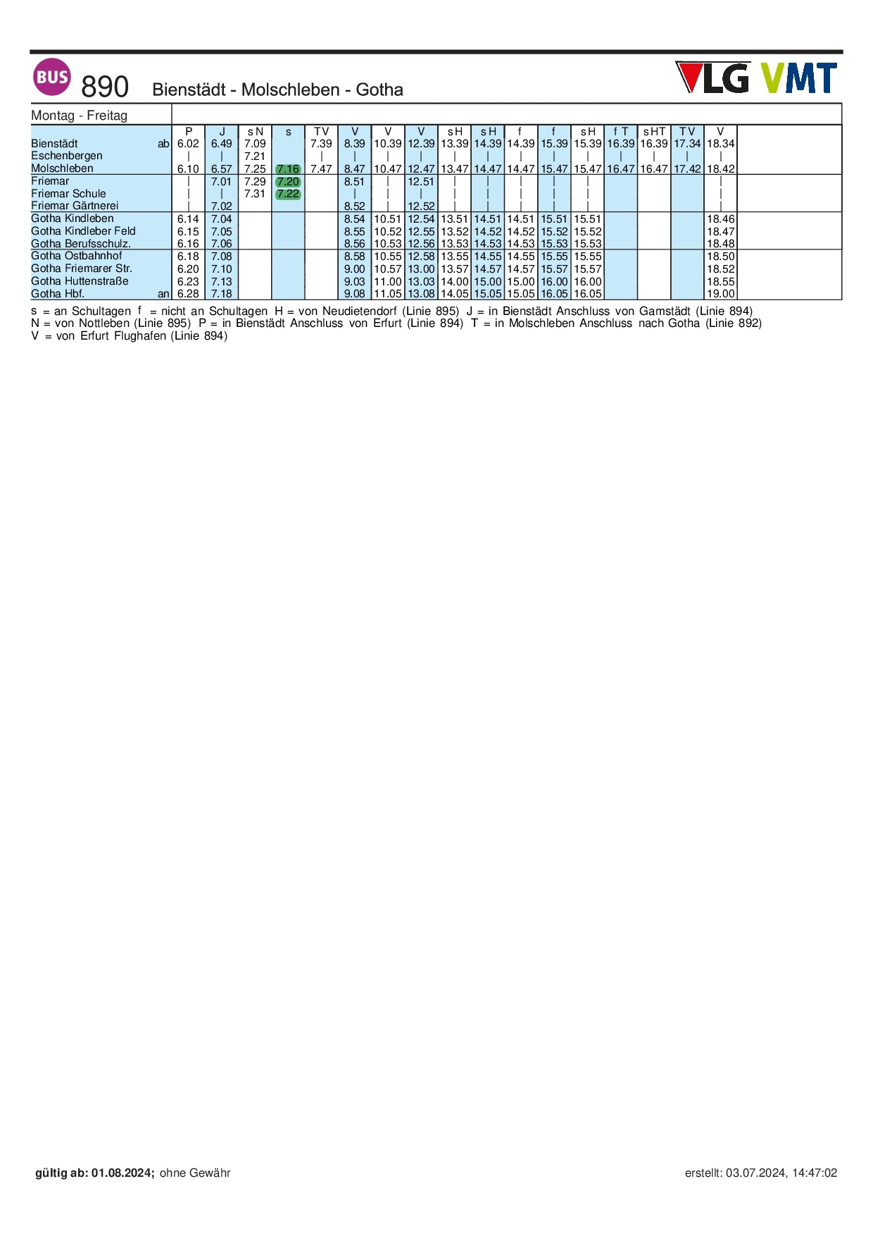 Busfahrplan ab 01.08.2024