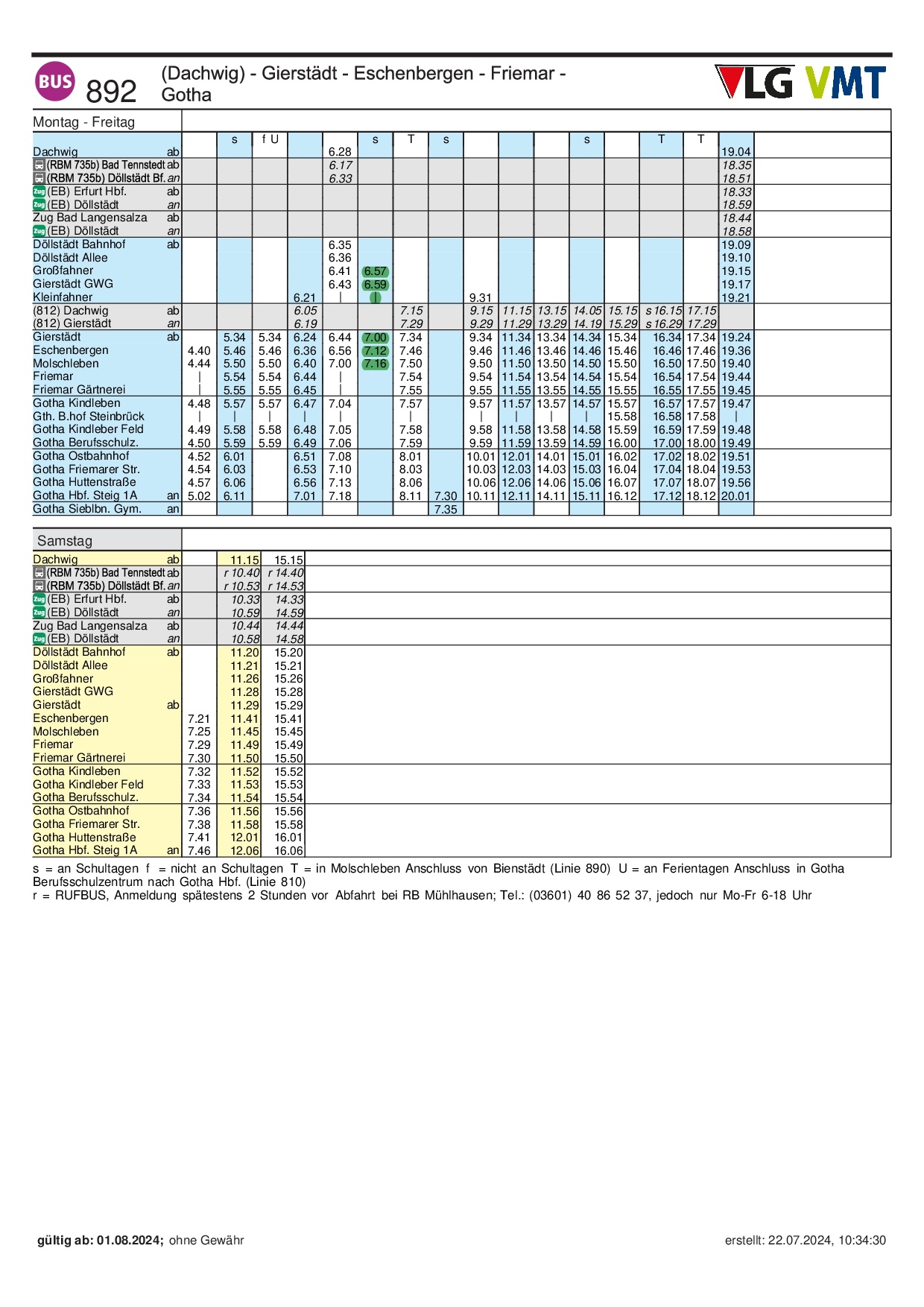 Busfahrplan ab 01.08.2024