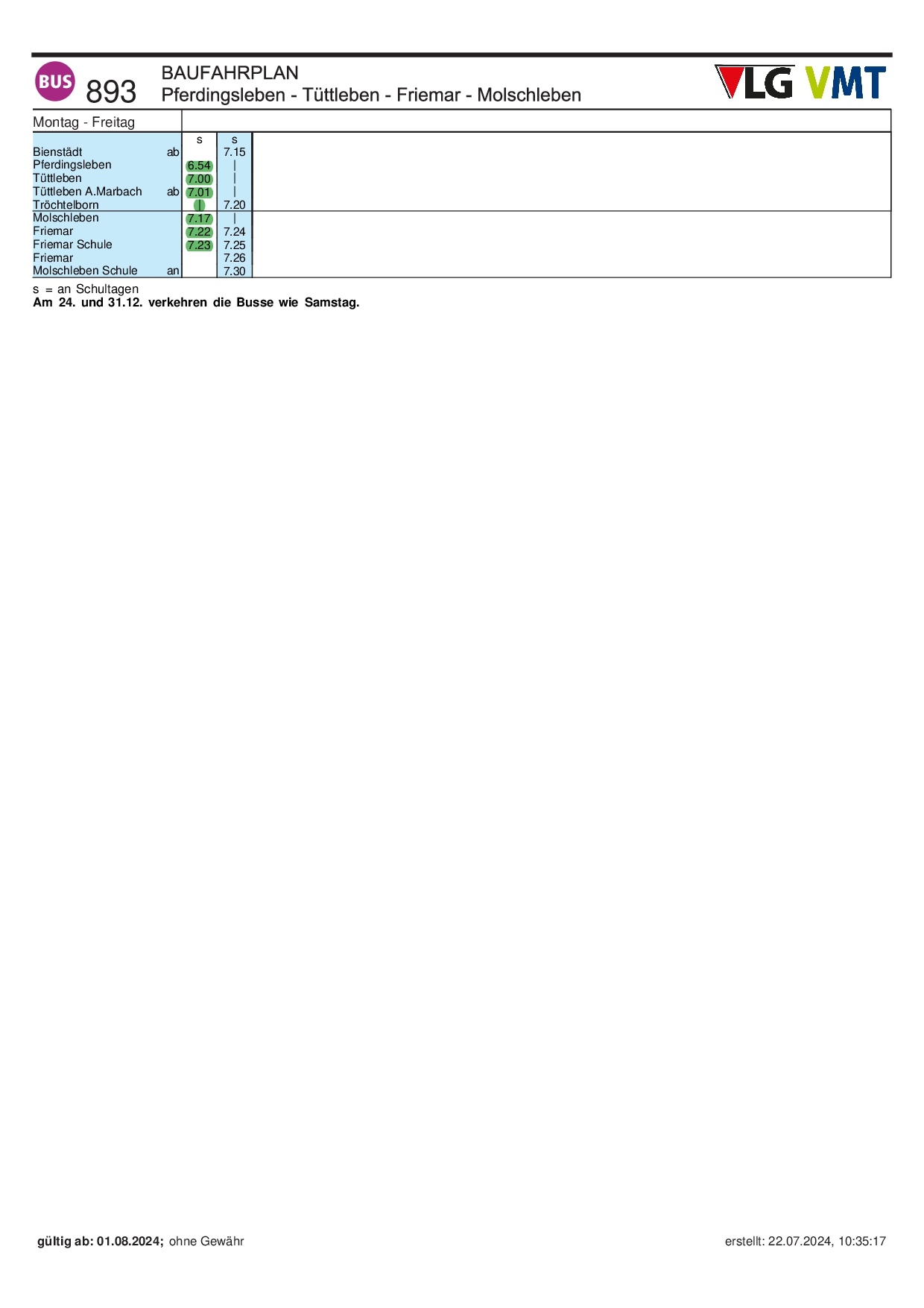 Busfahrplan ab 01.08.2024