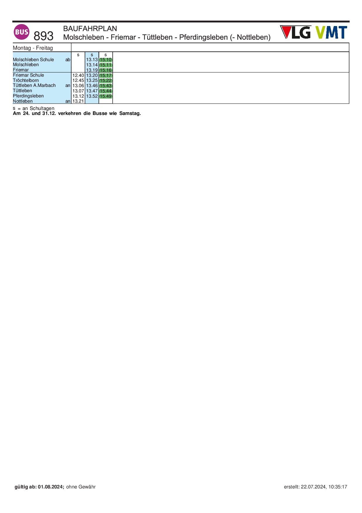 Busfahrplan ab 01.08.2024