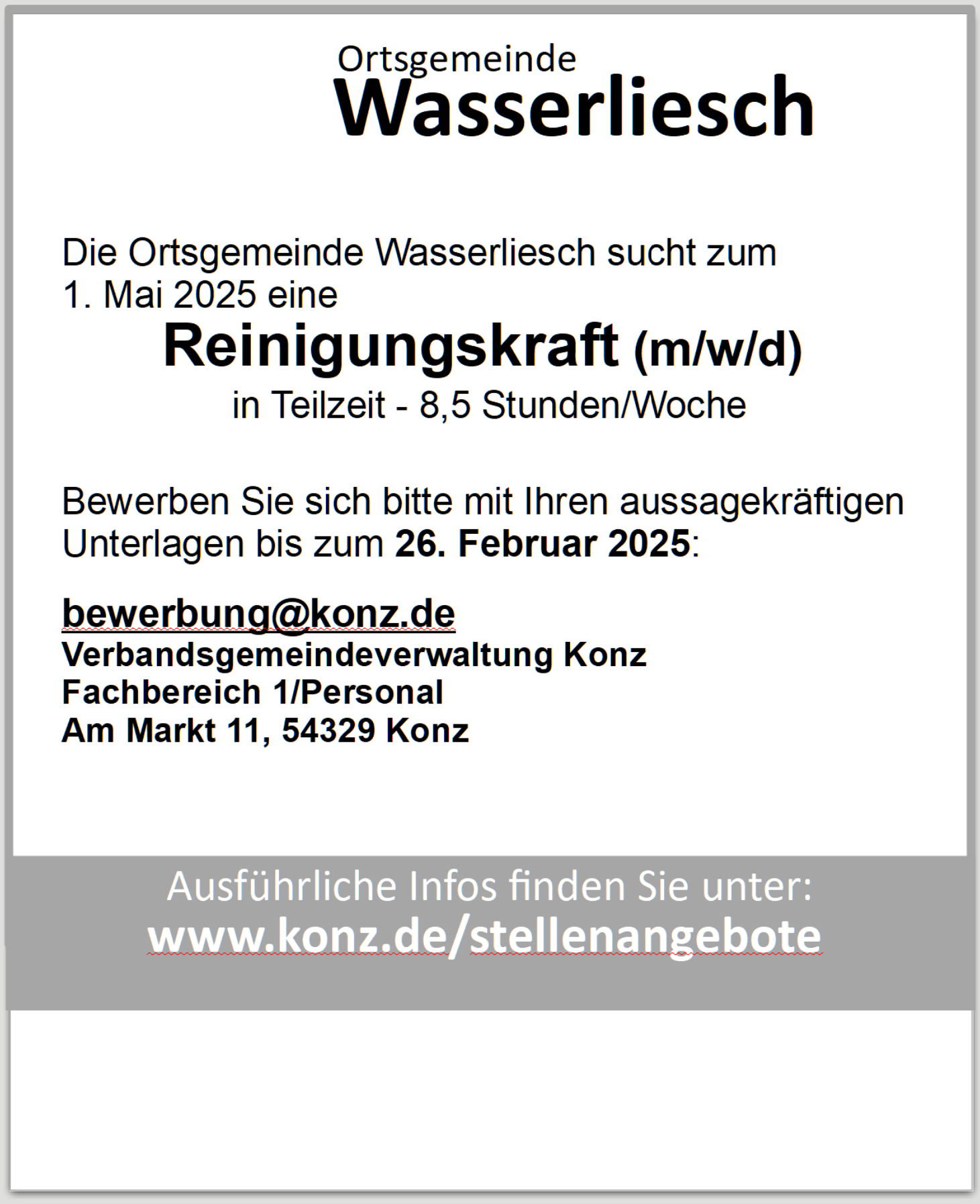 Ausschreibung Putzhilfe 02.2025