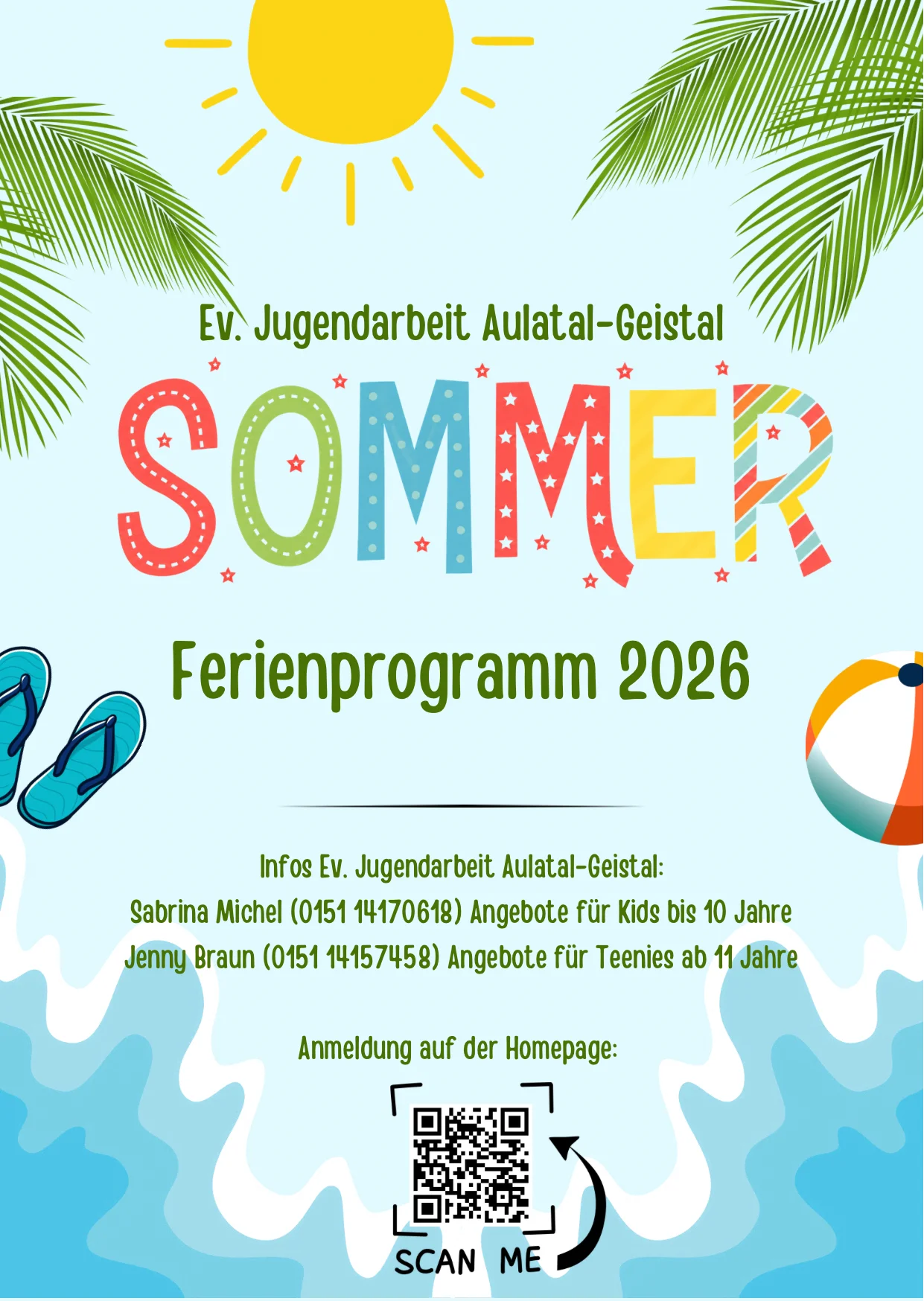Flyer SOMMER-Ferienprogramm Ev. Jugendarbeit Aulatal-Geistal