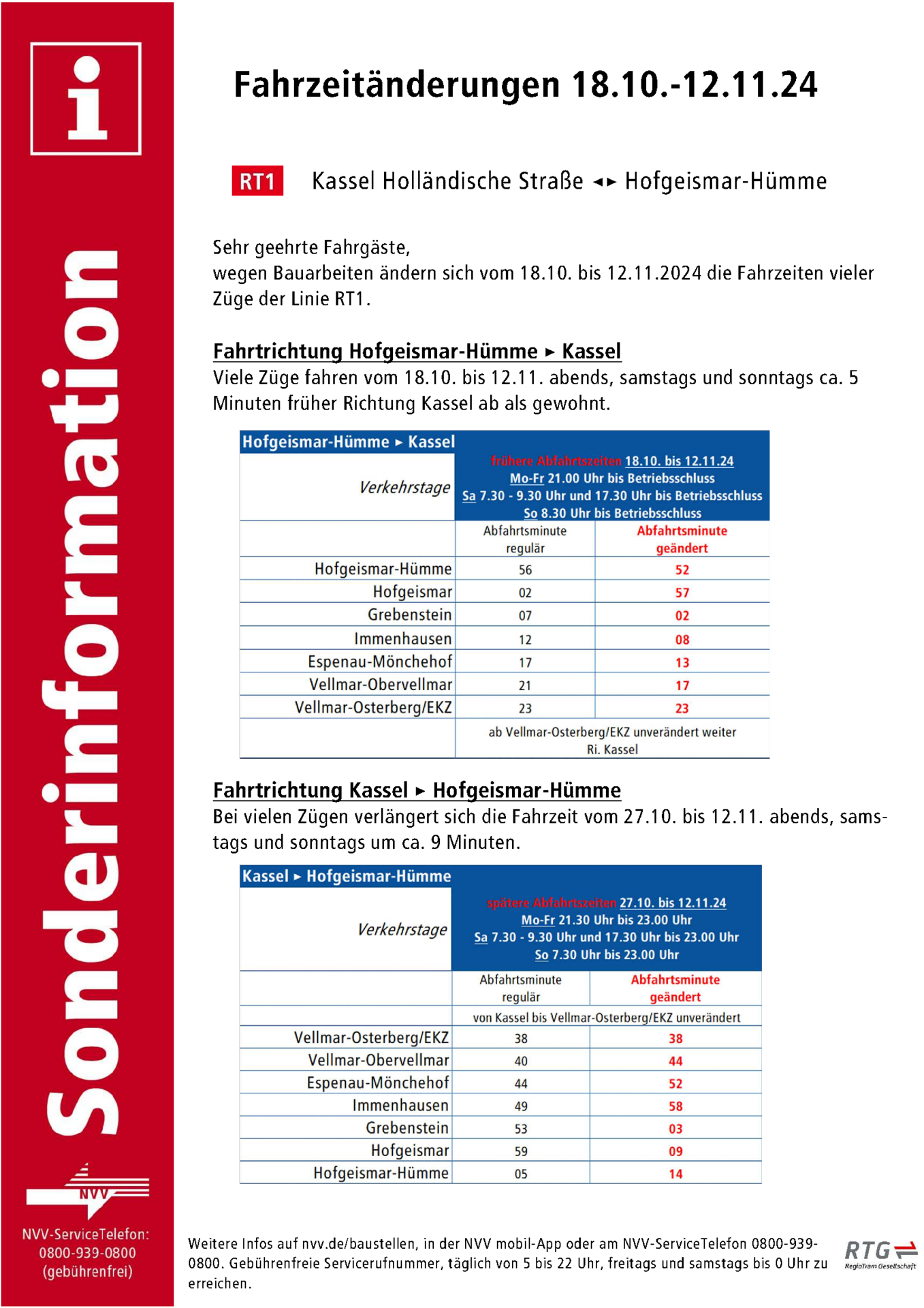 Fahrplanänderungen RT1