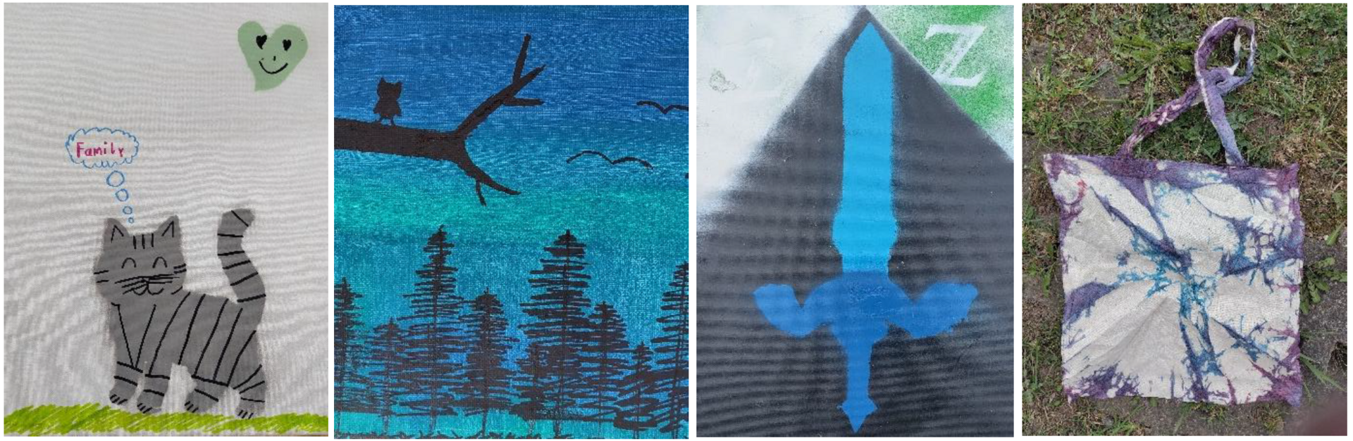 Verschiedene Kunstwerke der Kinder