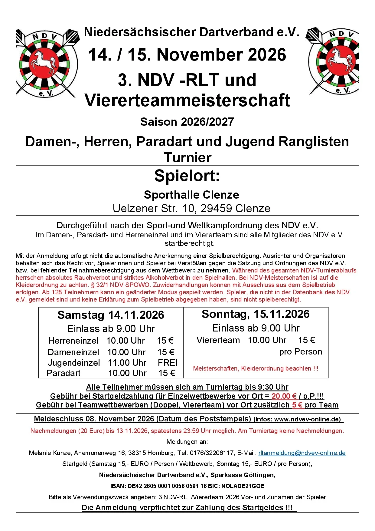 3. NDV-RLT + Viererteammeisterschaft 2026/2027