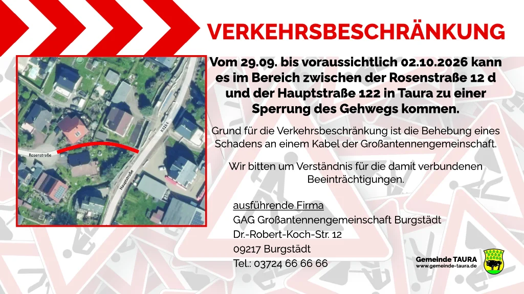 Sperrung Gehweg Rosenstraße