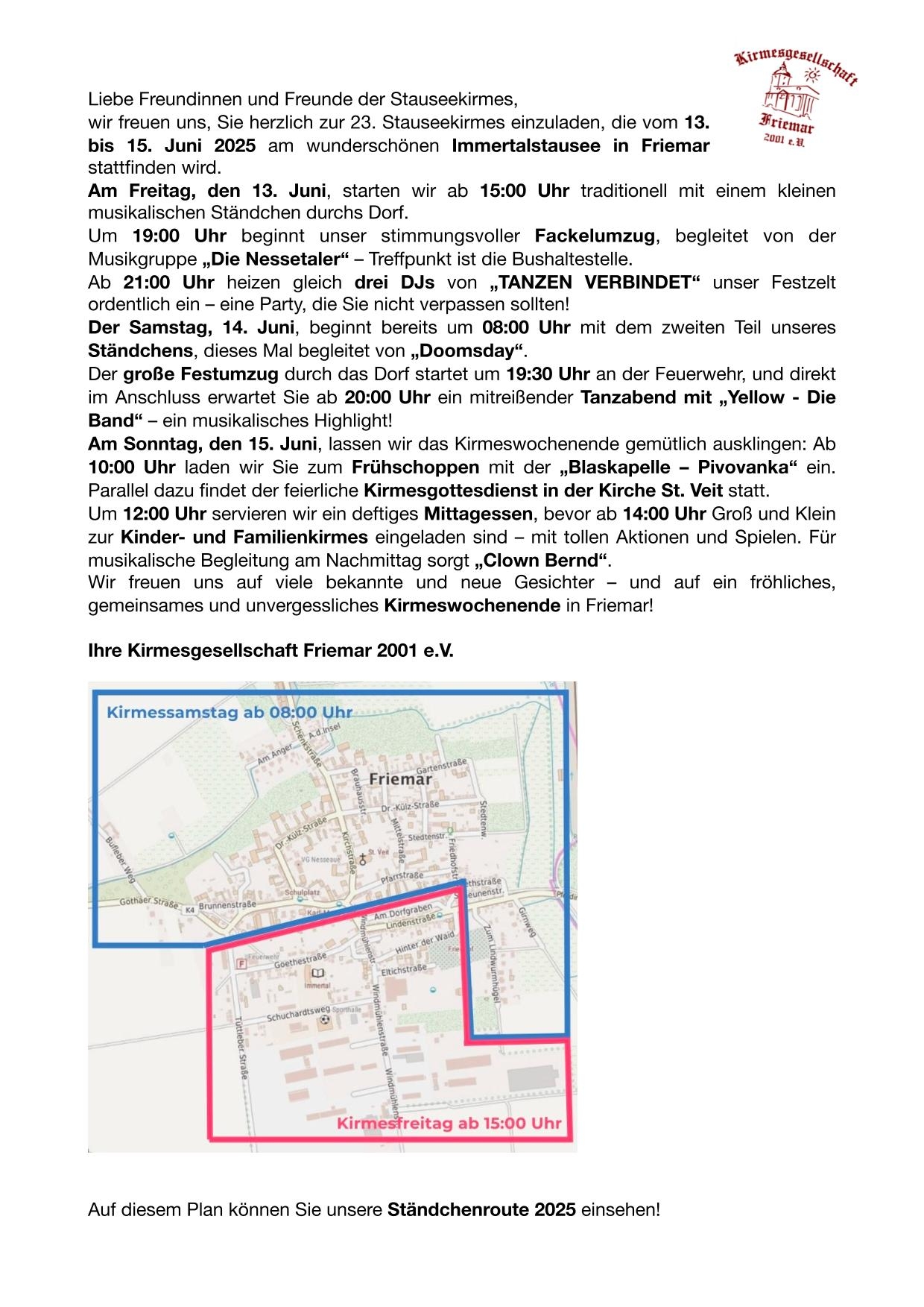 Einladung und Informationen zur 23. Stauseekirmes