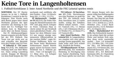 Meldung: Fußball: Mackensen/Hunnesrück punktet gegen Vardeilsen