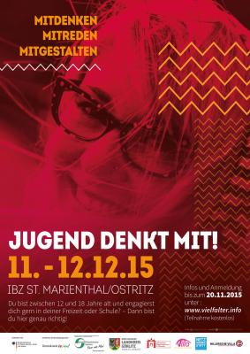Foto: Jugend denkt mit! - Plakat Foto zur Meldung: Noch freie Plätze beim Jugendforum "Jugend denkt mit!"
