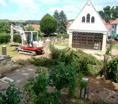 Arbeiten auf dem Friedhof in Mihla haben begonnen (Bild vergrößern)
