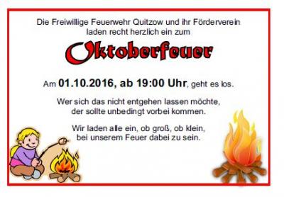 Oktoberfeuer der Freiwilligen Feuerwehr Quitzow