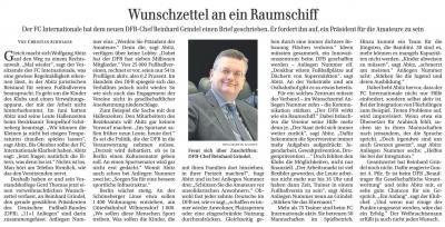 Auch die Berliner Zeitung berichtete über den Inter-Wunschzettel an den DFB-Präsidenten Grindel