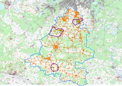 © Landkreis Teltow-Fläming - Karte zeigt die Aufstallungsgebiete im Landkreis Teltow-Fläming (Bild vergrößern)