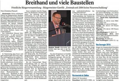 PNP-Bericht vom 06.12.2016, Bürgerversammlung der Gemeinde Fürstenstein