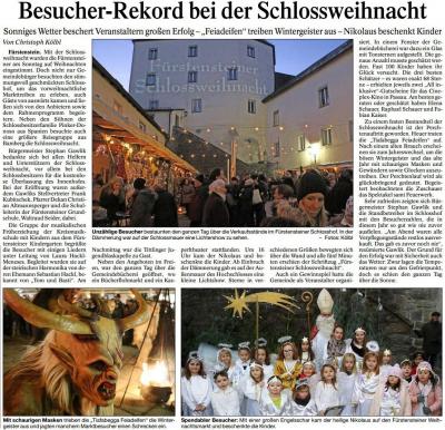 PNP-Bericht vom 07.12.2016, Fürstensteiner Schlossweihnacht
