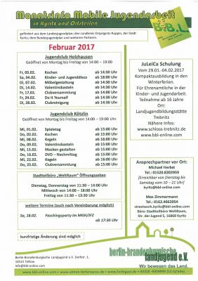 Februar-Programm der Jugendclubs in Holzahusen und Kötzlin